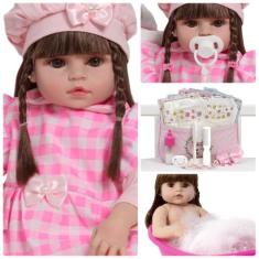 Boneca Tipo Reborn 100% Vinil Siliconado Com Kit 20 Itens - Cegonha Re