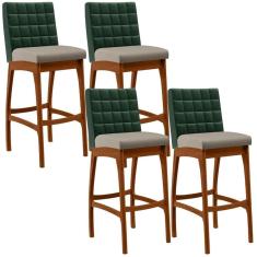 Kit 04 Banquetas Altas Cozinha B04 Verde Musgo Bege