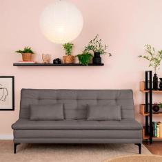 Sofá-Cama Casal 3 Lugares Prince Suede Cinza - Mobly