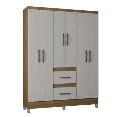 Guarda Roupa Poquema Capri 6 Portas E 2 Gavetas Castanho-off White