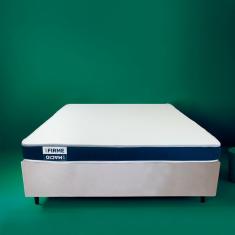 Cama Box Queen com Colchão Guldi Duplo Plus D28 Azul e Natural
