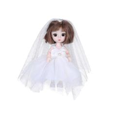 Boneca de cabelo liso encaracolado bonito vestido de boneca princesa de casamento boneca de