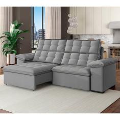 Sofá 3 Lugares Retrátil e Reclinável 230cm Denver Cinza