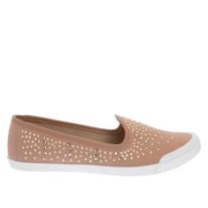 Tênis Sapatilha Moleca Slipper Feminino Nude Strass