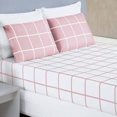 Jogo De Cama Lençol 200 Fios Austin King 03 Peças - Rosa