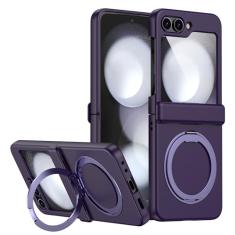 MALEWOLF Capa magnética para Samsung Galaxy Z Flip 5 compatível com Magsafe, suporte integrado e proteção de dobradiça de TPU Flip 5, capa fosca de policarbonato ultra à prova de choque para Z Flip5
