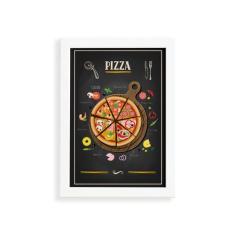 Quadro para Cozinha Pizza Moldura Branca 33x43cm - Quartinhos