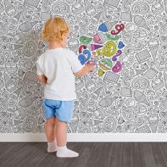 Papel de Parede Branco e Preto para Colorir Sorvete 57x270cm - Quartin