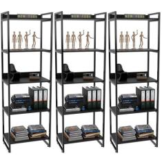 Kit 03 Estantes com 5 Prateleiras Escritório Estilo Industrial Form 18