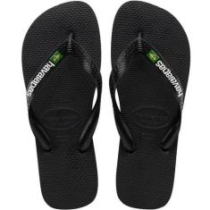 Chinelo Havaianas Brasil Logo Bandeira, 37/38, Preto