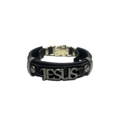 Pulseira de Couro Jesus Verniz Social Gospel Regulável