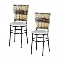 2 Cadeiras Preta Para Cozinha Hawai Cappuccino Branco