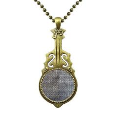 DIYthinker Colar têxtil com forro de caubói jeans e pingente de música de guitarra antiga