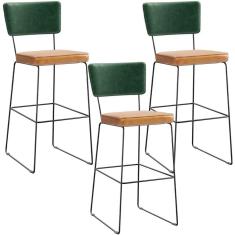 Kit 3 Banquetas Altas Cozinha Allana L02 Verde Musgo Whisky