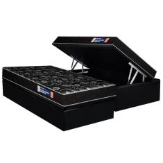 Conjunto Box Baú Solteiro: Colchão Espuma Plumatex D28 IsoPluma Vip + Base CRC Suede Black(88x188)