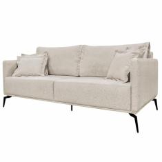 Sofá Decorativo 3 Lugares 220cm Pés em Aço Stagno Linho Off White Rústico G63 - Gran Belo