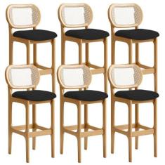 Kit 06 Banquetas Altas Para Cozinha Bancada Sala Tela Betta Fixa L02 S