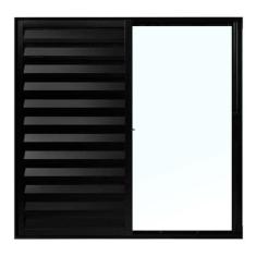 Janela de Alumínio Preto Veneziana de Correr 3 Folhas Sem Grade CMC Mo
