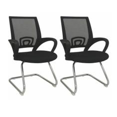 Kit 2 Cadeiras para Escritório Interlocutor Fixa Tela Mesh - Bulk