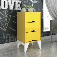 Mesa de Cabeceira  3 Gavetas Retrô Twister Tcil Móveis