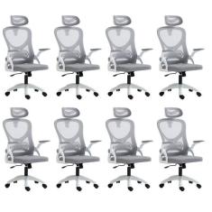 Kit 8 Cadeiras para Escritório Presidente Office Columbus com Tela Mesh Branco/Cinza