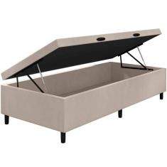 Cama Box Baú Solteiro Sintético 88x188 Bege