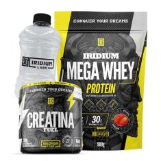 Kit Mega Whey Protein +  Creatina Fuel 300g + Galão 950ml-Unissex