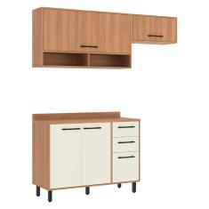 Armário De Cozinha Compacta Modulada 3 Peças Com Balcão Havana Multimóveis Cr20325 Rovere/champanhe