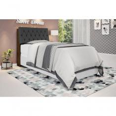 Cabeceira Box Solteiro 0,88 Isis Malbec Com Capitonê Preto