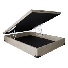 Base para Cama Box Casal Martin Premium com Baú Suede (45x138x188) Bege