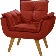 Poltrona Decorativa Opala Suede Bordô - Dora Bela