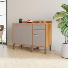 Balcão de Cozinha 3 Portas e 2 Gavetas Paris Cinamomo/Off White