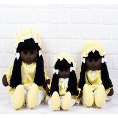 Boneca luiza vestido com lese (negra-morena) - 3 pçs  - CKD CONFECCOES