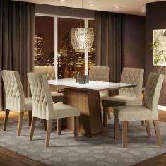 Sala de Jantar Rafaela Mesa Tampo de Vidro 6 Cadeiras Madesa