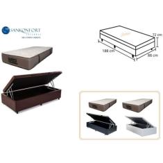 Conjunto Cama Box Baú Solteiro + Colchão Sankonfort Tranquillité 88x18