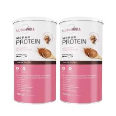 Kit 2 Proteína Colágeno Woman Protein Nutrawell Cacau 405G