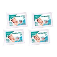 Travesseiro Látex Nasa NL1101 c/ Capa Percal 200 Fios Kit c/ 4 Un 50x70 - Duoflex