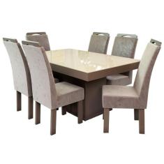 Conjunto Mesa com 6 Cadeiras Talismã New Premium Nevada, Tabaco/Fendi