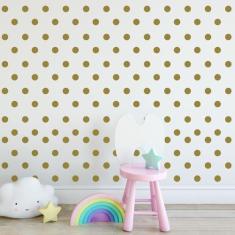 Adesivo de Parede Bolinhas Douradas 144un - Quartinhos