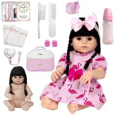 Boneca Reborn Silicone Realista Morena Grande Pode Dar Banho - Cegonha