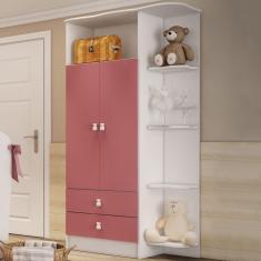 Guarda-roupa Infantil 2 Portas 2 Gavetas Rosa 1420 - Percasa
