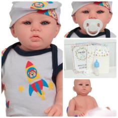 Boneco Bebe Reborn 48cm Lindo Com Chupeta Pode Dar Banho - Cegonha Reb