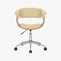 Cadeira Escritório Diretor Giratória Regulável Sintético Turim Nude/Amadeirado