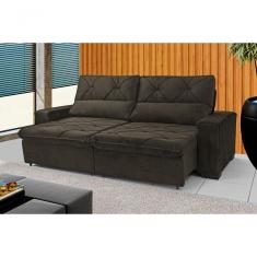 Sofá Retrátil E Reclinável 230 Cm Alaska Veludo Tabaco