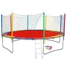 Cama Elástica 4,27m 4 Pés Chicoplay Lona Vermelha Nacional Com Emenda