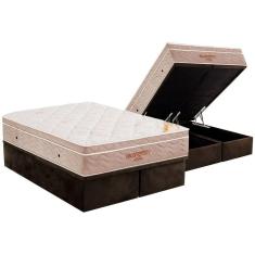 Cama Box Baú King Kit Colchão Espuma D33 Viscoelástica Suede Brown 186x198 Ortobom