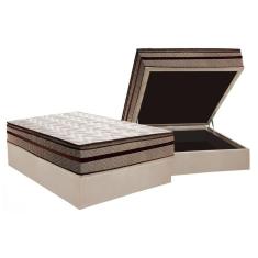 Conjunto Box Baú Casal Colchão Espuma Paropas D28 - Anatômico Orthomedic Gold Plus Rústico Clean + Base Crc Suede Clean (138x188)