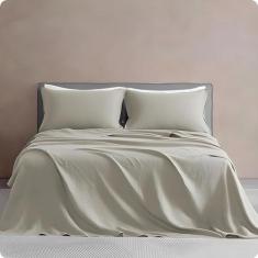 Jogo de Lençol 600 Fios 100% Algodão Fibra Longa - Toque Acetinado - H