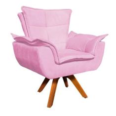 Poltrona giratoria opala suede base made - DRossi, Rosa Bebê