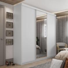 Guarda-roupa Solteiro 100% Mdf Bp com 3 Portas e 1 Espelho Geneve